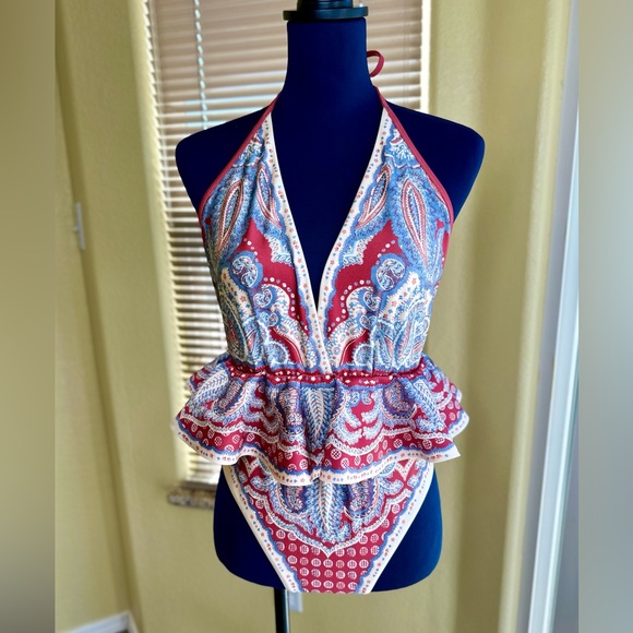 NEW! Zimmermann Indigo & Ruby Vitali Paisley Ruffle One-Piece Swimsuit - Picture 5 of 16